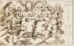 Abendmahl by Wilhelm Morgner, 1915, Pen and ink drawing, sold Apr 2008
