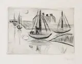 Max Pechstein, Mondschein, 1922, Drypoint
