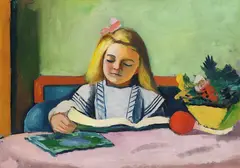 August Macke, Blondes Mädchen mit Buch, 1912, Oil on canvas