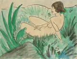 Otto Mueller, Mädchen im Dünengras, 1925, Watercolour