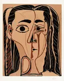 Jacqueline au bandeau de face by Pablo Picasso, 1962, Linocut in colours, sold Dec 2007