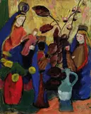 Drei Madonnen mit dunklen Blättern by Gabriele Münter, 1933, Oil, sold Dec 2007