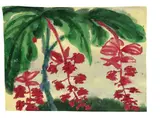Pflanze mit großen grünen Blättern und roten Dolden by Emil Nolde, 1925, Watercolour, sold Dec 2007