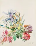 Blumen by Oskar Kokoschka, 1969, Watercolour, sold Dec 2007