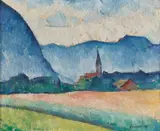 Alexander Kanoldt, Landschaft mit Kirchturm