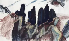 Schwarze Berge by Max Weiler, 1986, Egg tempera, sold Dec 2007