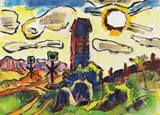 Karl Schmidt-Rottluff, Bahnübergang, 1960, Watercolour