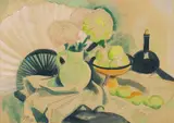 Max Pechstein, Stillleben mit Chrysanthemen und Fächer, 1917, Watercolour