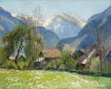 Allgäu - Frühlingslandschaft in Vorderhindelang by Otto Modersohn, 1933, Oil on canvas, sold Dec 2007