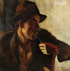 Vilmos Aba-Novák, Mann mit Pfeife, 1935, Oil