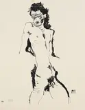 Egon Schiele, Männlicher Akt (Selbstbildnis) I, 1912, Lithograph