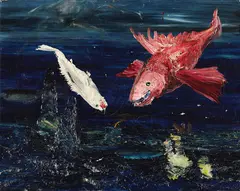 Joachim Ringelnatz, Fische, 1920, Oil on canvas