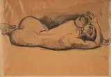 Max Pechstein, Liegender Akt, 1917, ink and wash on buff paper
