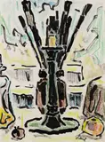 Karl Schmidt-Rottluff, Stillleben mit Pinseltopf und Leuchter, 1967, India Ink