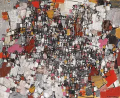 Natalia Dumitresco, Rouge, blanc, rose, 1959, Oil on canvas