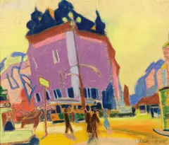 William Straube, Berliner Straßenszene, 1922, Pastel