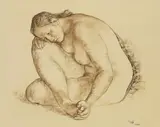 Francisco Zúñiga, Desnudo sentado, 1966, Coloured chalk drawing