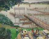 Paul Kuhfuss, Strandbad, 1910, Oil on canvas