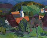 Theodor Werner, Schwäbisches Dorf (Schönbuchdorf), 1920, Oil