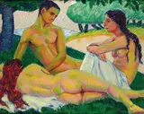 Carl Christoph Hartig, Akte unter Bäumen, 1912, Oil on canvas