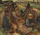 Max Unold, Vor der Ausfahrt, Oil on canvas