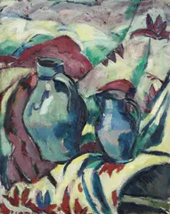 Heinz Porep, Stillleben mit zwei blauen Vasen, 1919, Oil on canvas