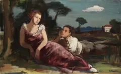 Rudolf Riester, Junges Paar, 1936, Oil on canvas