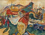 Julius Hüther, Selbstbildnis vor Oktoberfest, 1932, Oil