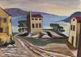 Carlo Mense, Südländische Landschaft, 1924, Gouache