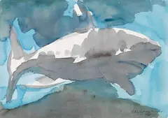 Lambert Maria Wintersberger, Haifisch, 1988, Watercolour