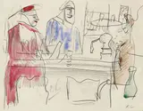 Friedrich Ludwig, Drei Figuren am Tisch, 1938, Pencil drawing
