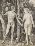 Adam und Eva by Albrecht Durer, 1504, Engraving, sold Oct 2007