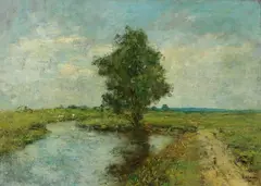 Rudolf Höckner, Flusslandschaft bei Wedel, 1924, Oil on canvas