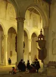Bartholomeus van Hove, Das Innere der Groote Kerk von Den Haag, 1835, Oil on panel