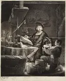 Jan Uytenbogaert, gen. der Goldwäger by Rembrandt Harmensz van Rijn, 1639, Etching, sold Oct 2007