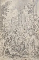 Georg Pecham, Die Auferweckung des Jünglings von Naim, 1600, Pen and India ink drawing