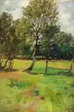 Thomas Herbst, Landschaft mit Birke, Oil