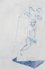 Eingesperrt by Rosemarie Trockel, 1980, Ball-point drawing, sold Oct 2007