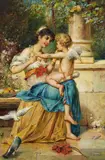Joseph Bernard, Zugeschrieben - Dame mit Amor, 1900, Oil on panel