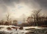 Ludwig Scheins, Winterlandschaft. Verschneite Waldlichtung mit zugefrorenem Altwasser, Oil on canvas