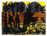 HAP Grieshaber, Schwäbische Alb, 1964, Woodcut in colours
