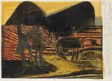 HAP Grieshaber, Alblandschaft (Schwäbische Alb), 1964, Woodcut in colours