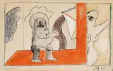 Horst Antes, Komposition mit weiblichem Akt, 1963, Pen and India ink