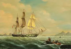 S. C. Webster, 2 Gemälde (Pendants): Walfang unter englischer Flagge, Oil on panel