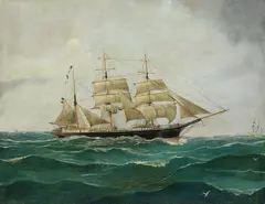 Flensburger Bark "Peiho" unter Kapitän Joh. Thomsen by Julius Gregersen, Oil on canvas, sold Oct 2007