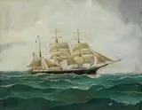 Julius Gregersen, Flensburger Bark "Peiho" unter Kapitän Joh. Thomsen, Oil on canvas