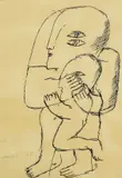 Horst Antes, Kopfmensch mit Kind, 1965, Pen and India ink drawing