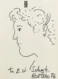 Fernando Botero, Profil de jeune femme, 1986, Felt-tip pen drawing