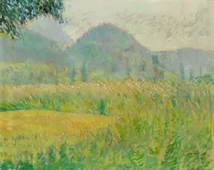 Theodor Werner, Kornfeld vor Bergkulisse, 1911, Oil on canvas
