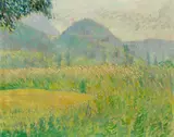 Theodor Werner, Kornfeld vor Bergkulisse, 1911, Oil on canvas